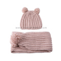 Ensemble bonnet et écharpe chauds à double pompon